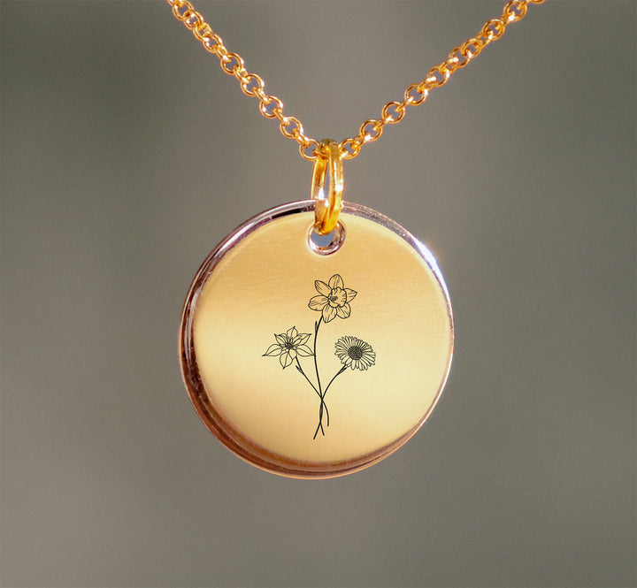 Gold Filled Birth Flower Bouquet Pendant