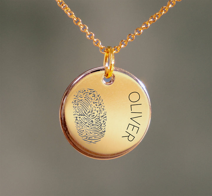 Gold Filled Fingerprint And Name Pendant Test