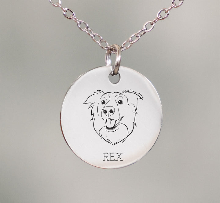 316L Stainless Steel Hand Drawn Pet Portrait Pendant