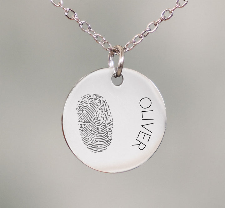 316L Stainless Steel Fingerprint And Name Pendant