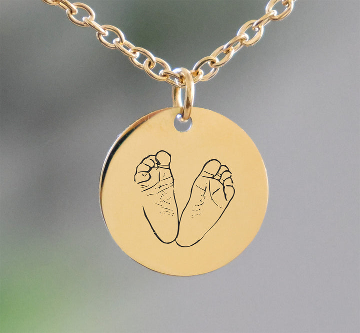 316L Gold Stainless Steel Baby Footprint Pendant