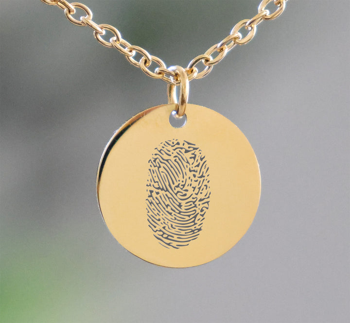 316L Gold Stainless Steel Fingerprint Pendant