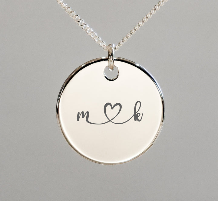 Sterling Silver 925 Heart Initials Pendant