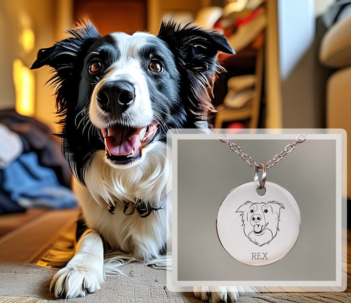 316L Stainless Steel Hand Drawn Pet Portrait Pendant