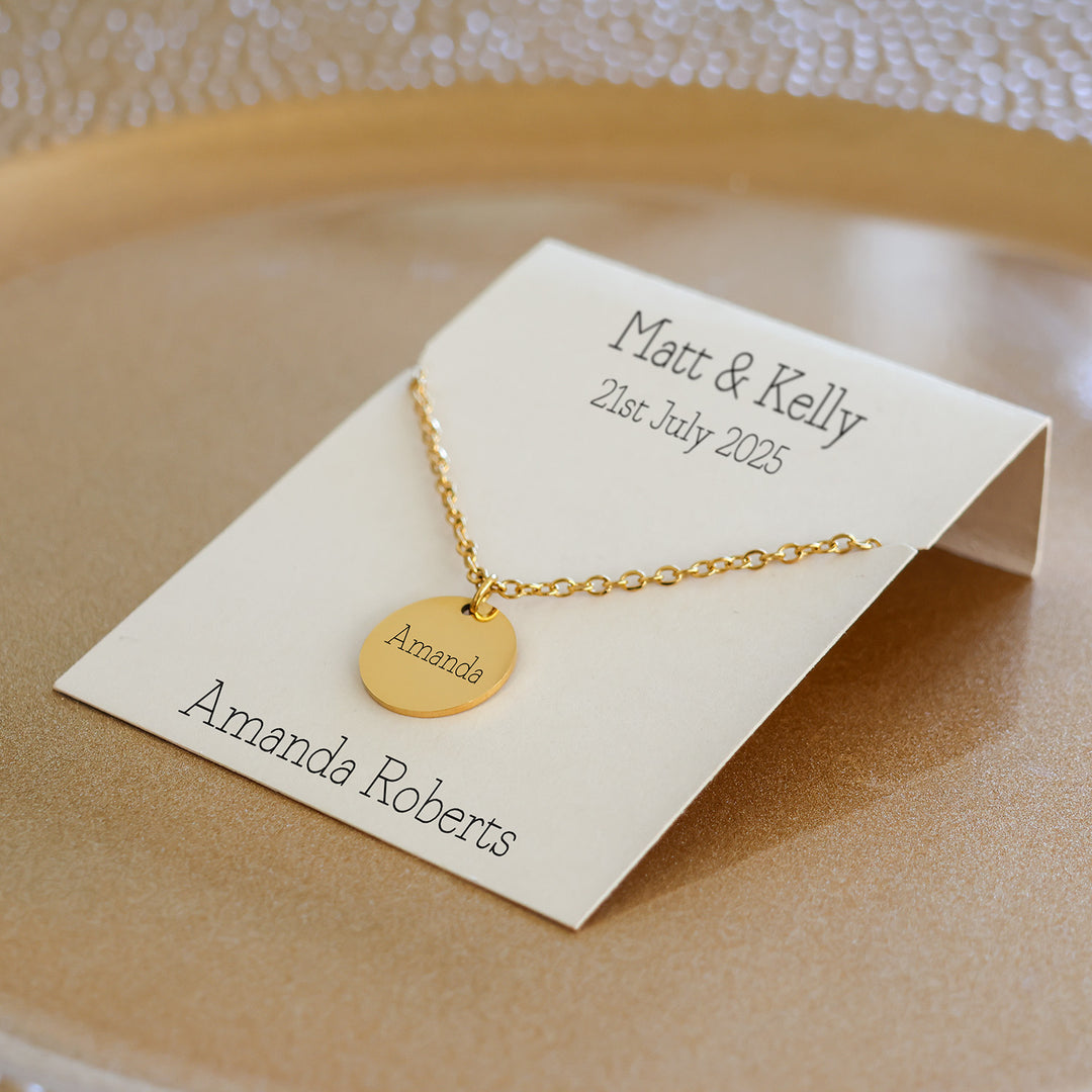 Wedding Placename/Favour Pendant with Chain - Gold Finish