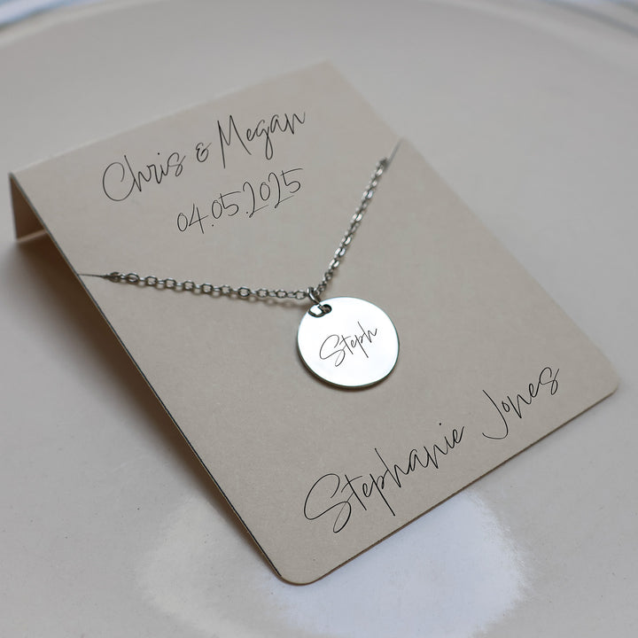 Wedding Placename/Favour Pendant with Chain - Silver Finish