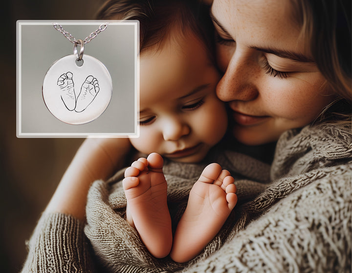 316L Gold Stainless Steel Baby Footprint Pendant